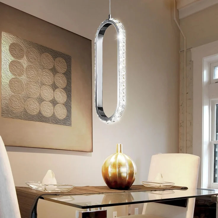 2er Set LED Hängeleuchte, Chrom, verstellbar, Dimmbar, H 150cm – Bild 9
