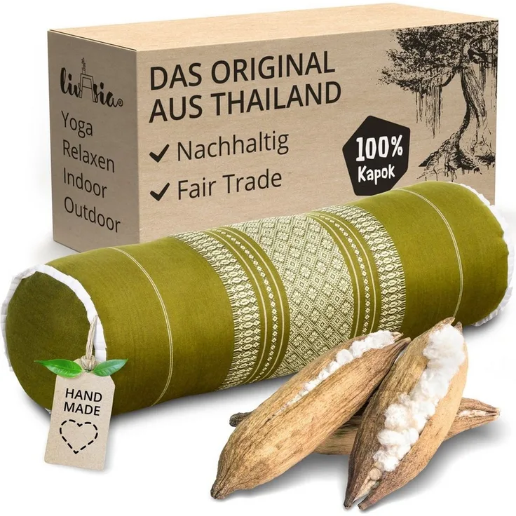 livasia Nackenrolle Nackenrolle, vegan und handgefertigt, Ø 17x56 cm, Kapok