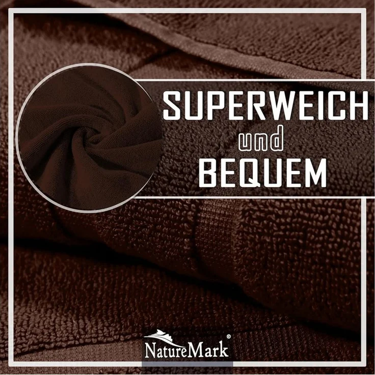NatureMark Badematte Badematte 800gsm, strapazierfähig, Baumwolle, rechteckig, Badematte 2-tlg, Duschmatte Duschvorleger, Premium Qualität, 50x80cm, Schoko braun – Bild 3