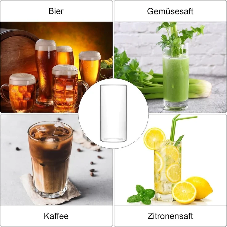 Trinkgläser 4er 400ml Longdrinkgläser Rund Glas Transparent Round – Bild 7