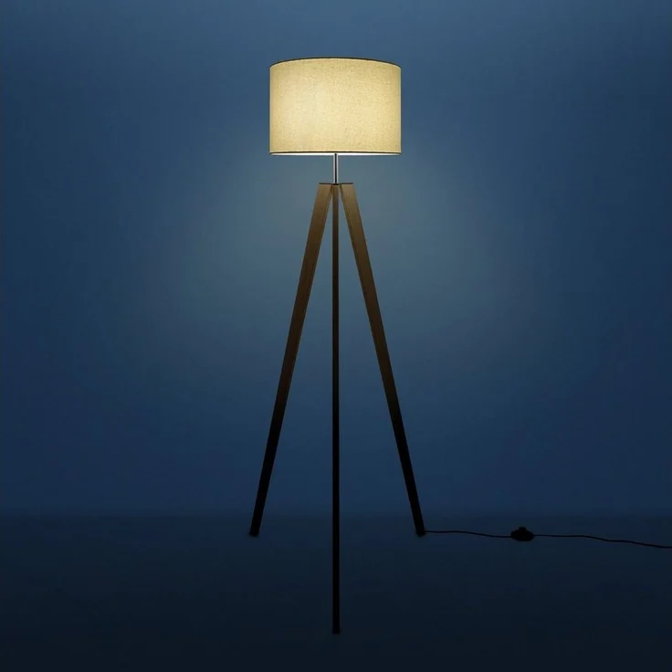 Paco Home Stehlampe Canvas uni Color, ohne Leuchtmittel, Stehlampe Vintage Fuß LED Lampe Wohnzimmer Skandinavischer Stil E27 – Bild 2
