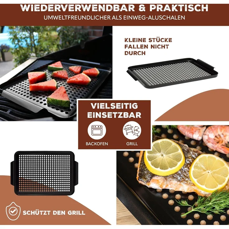 Bremermann 'MAXI' Grillplatte, antihaftbeschichtet, Stahl schwarz, 44,5 x 29,5 x 2,5 cm – Bild 3