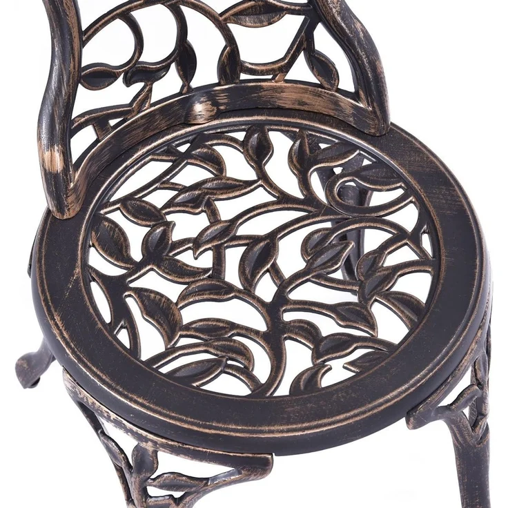 COSTWAY 3tlg. Antik Bistroset Sitzgruppe Balkonset Gartenset Sitzgarnitur Gartengarnitur Bistrotisch mit 2 Stühle Gartenmöbel Alu – Bild 7