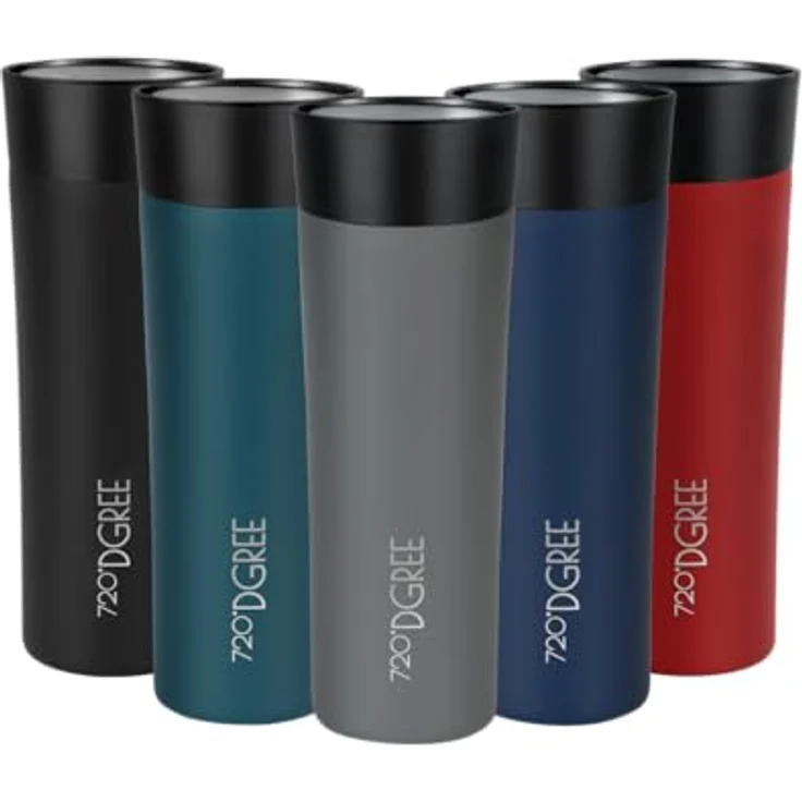 720°DGREE Thermobecher 460ml “PleasureToGo 2.0” - 6h Heiß, 12h Kalt, Auslaufsicher, BPA-Frei, Hygienisch - Grau – Bild 1