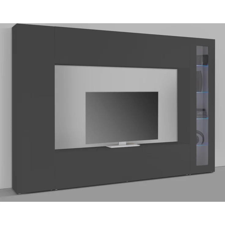 Wohnwand >Benevent< (4-teilig) in Anthrazit matt - 260x180x30 (BxHxT) – Bild 1