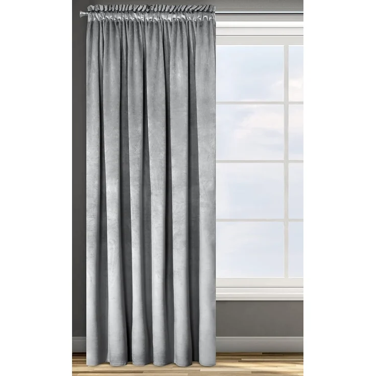 Samtvorhang Velours Vorhänge zum Wohnzimmer Prachtvoll Elegant silber 135x300 cm Kräuselband