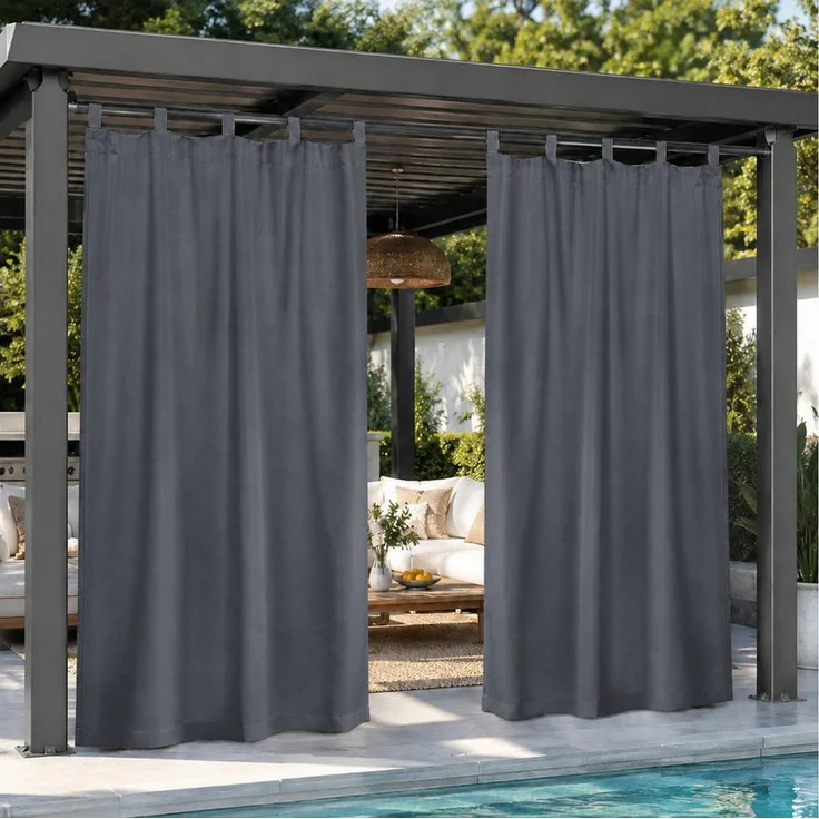 LMaxhome Outdoorvorhang Outdoor Thermovorhang wasserabweisend, blickdicht & schnurlos (2 St), Polyester-Vorhang mit Klettschlaufen für Garten, Terrasse & Pavillon – Bild 1