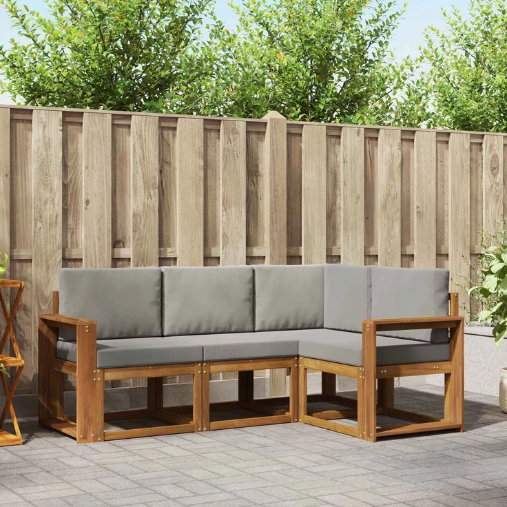 vidaXL Outdoor-Sofagarnitur 4 stk. 4-Sitzer Natur und Hellgrau 3366329 – Bild 1