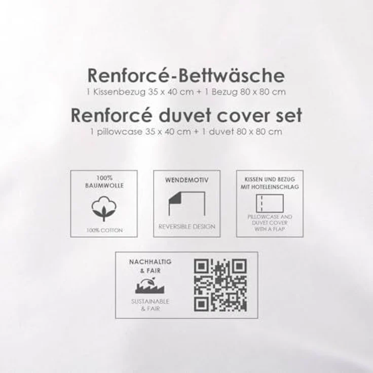 Herding süße Baby Wende Wiegen Bettwäsche Nordic Forest Wald mint 80x80 + 35x40 – Bild 6