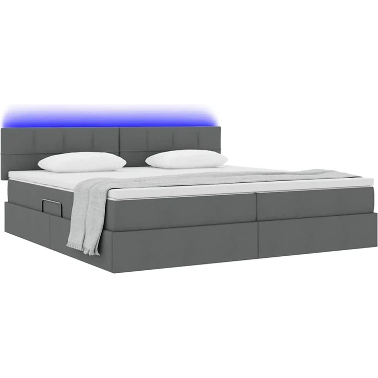 vidaXL LED-Speicherbett mit Matratze Dunkelgrau 200 x 200 cm Stoff 3371167 – Bild 3