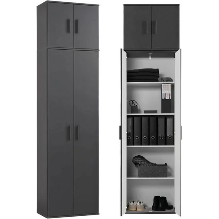 mokebo Mehrzweckschrank Der Extralange Schuhschrank, Aktenschrank, Flurschrank, Aufbewarhungsschrank schwarz – Bild 4
