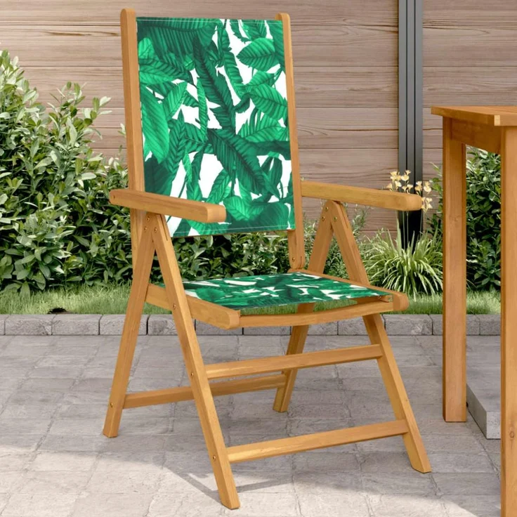 vidaXL Gartenstühle 2 Stk. Blattmuster Massivholz Akazie & Stoff 367661 – Bild 1
