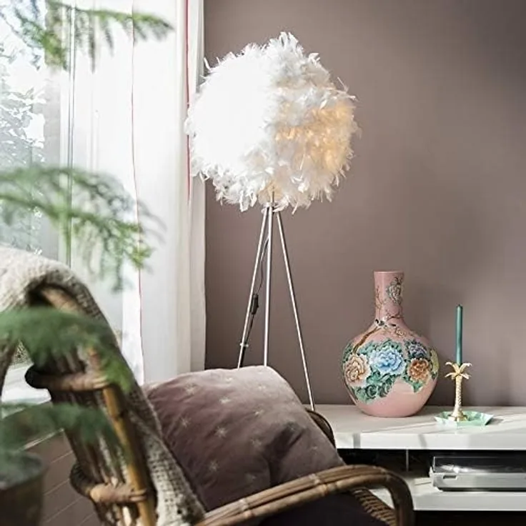 Qazqa Stehlampe Feather, ohne Leuchtmittel, E27, Weiß, Modern, Stahl, 1-flammig