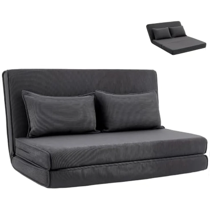 HOMCOM Bodenkissen 3 in 1 Schlafsofa Klappsofa mit 2 Kissen und Verstellbarer Rückenlehne, 3-in-1, 5-fach verstellbar, 2 Kissen – Bild 1