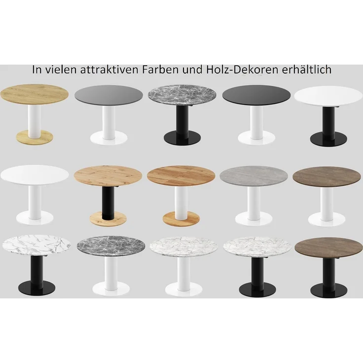 designimpex Esstisch Design HES-111 Tisch rund oval Hochglanz ausziehbar 100-148cm – Bild 6