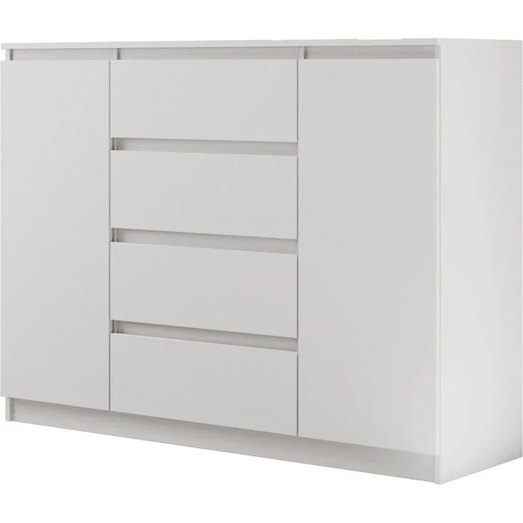 Beautysofa Kommode LEMON mit 4 Schubladen und 2 Türen (Kugelgelagerte Schubladenführungen, Weiß Modernes Sideboard), Breite: 120 cm oder 140 cm – Bild 5