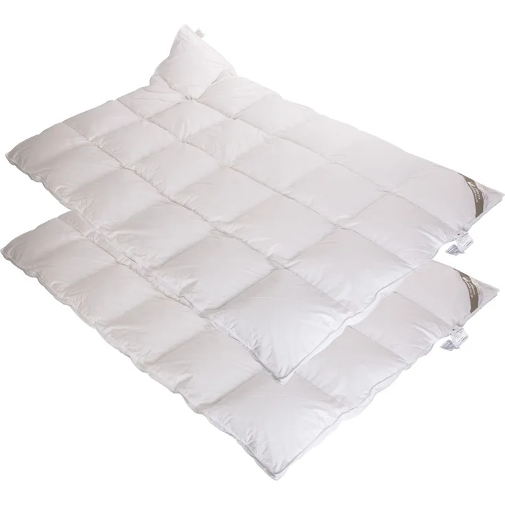 2 Stück Belladream Daunendecken Daunenbetten 135x200 100% Daunen Außensteg