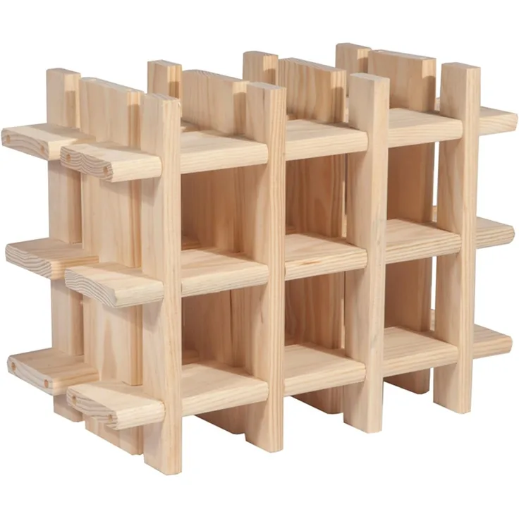 Astigarraga Kit Line Rioja Modulares Weinregal für 9 Flaschen, massives Kiefernholz, 32,5 x 43 x 22 cm