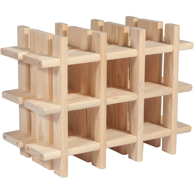 Astigarraga Kit Line Rioja Modulares Weinregal für 9 Flaschen, massives Kiefernholz, 32,5 x 43 x 22 cm – Bild 1