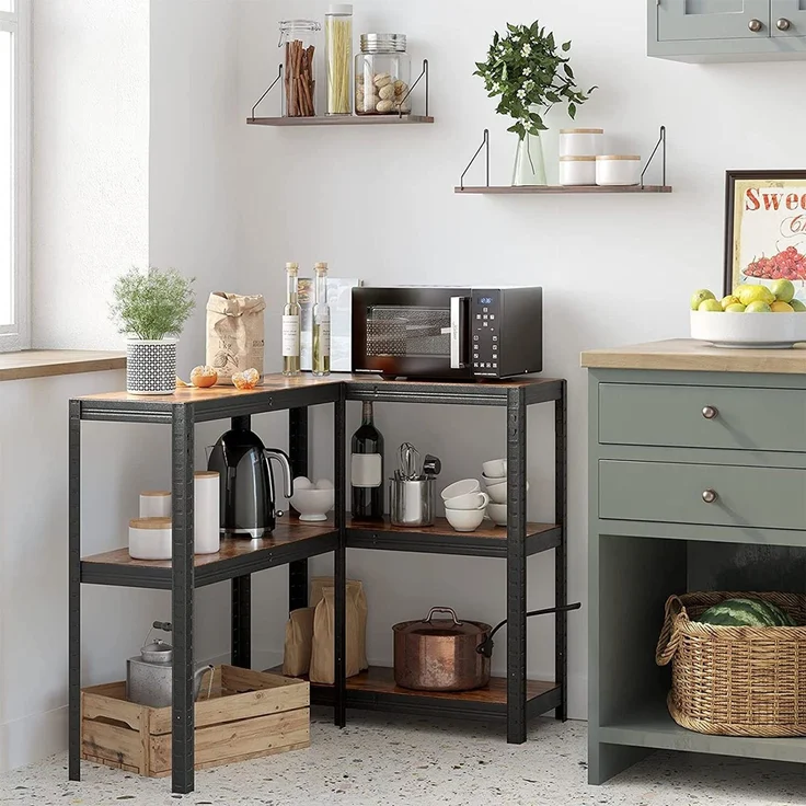 Songmics Standregal, 2er Set, Bücherregal, Lagerregal, 5 Ablagen, Küchenregal, Regal, 30 x 75 x 150 cm, bis 650 kg belastbar, verstellbare Ablagen, Industrie-Design, vintagebraun-schwarz GLR030B02 – Bild 6