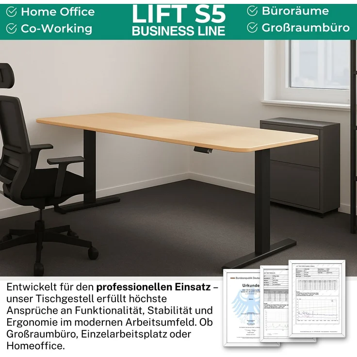 Albatros höhenverstellbares Schreibtisch Tischgestell elektrisch | LIFT S5 Schwarz | Gestell, Tischbeine, Tischfüße Metall | Display | 120Kg belastbar – Bild 4