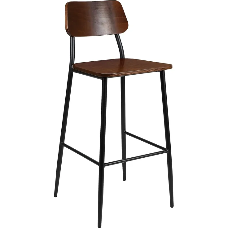 Flash Furniture Barhocker aus Metall und Holz, Stahl, Sperrholz, Mahagoni