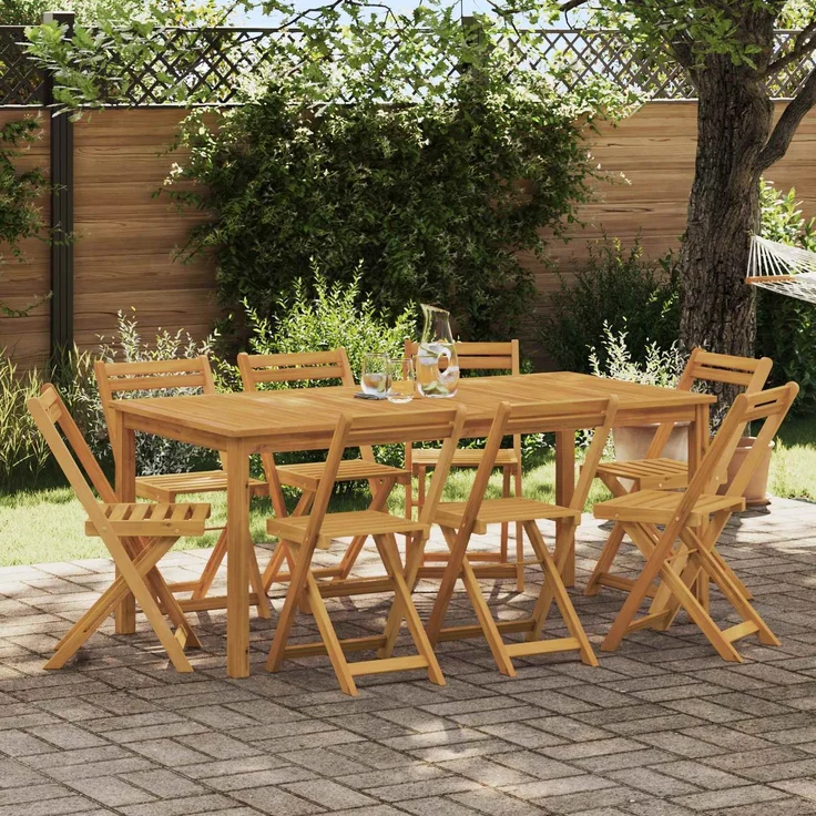 vidaXL Außen Bistro-Stühle 8 stk. Natur Massivholz Akazie 3416286 – Bild 1