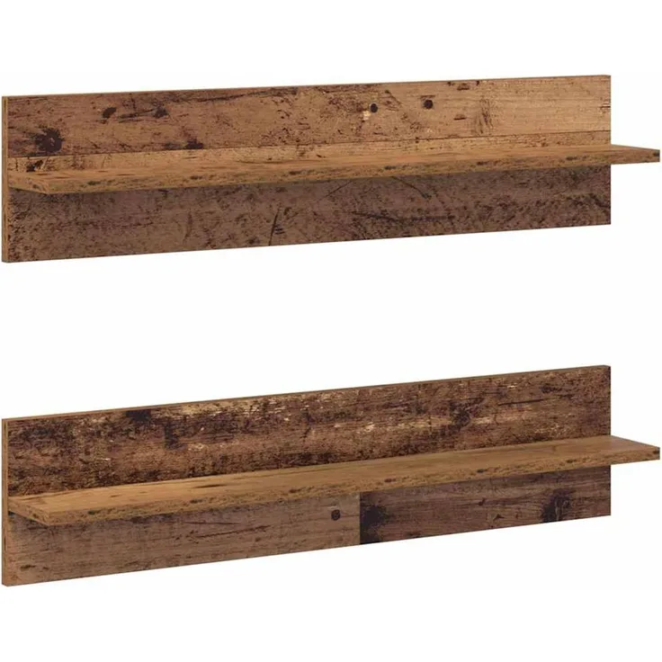 2er-Set Wandregale, Hängeregale Altholz 80 x 11,5 x 18 cm Holzwerkstoff de5730