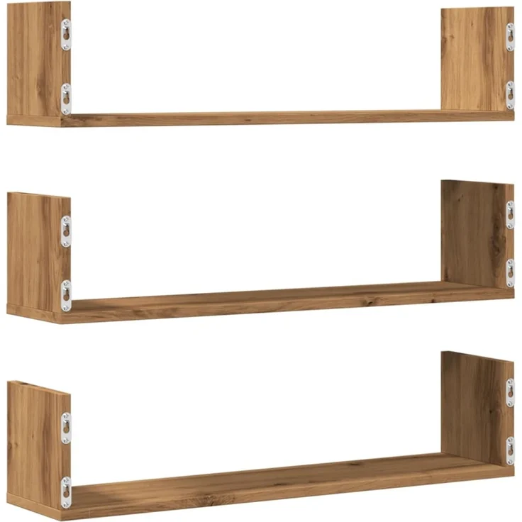 vidaXL Wandregale 3 Stk. Artisan-Eiche 80x18x18 cm Holzwerkstoff 853298 – Bild 6