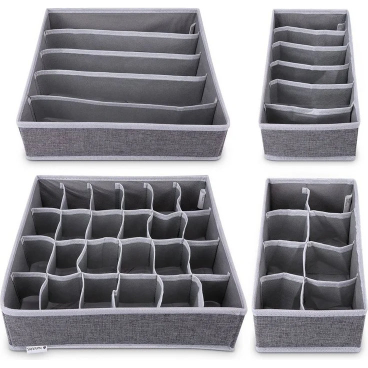 Navaris Aufbewahrungsbox Organizer für Wäsche - 4 Boxen in verschiedenen Größen (4 St) – Bild 5