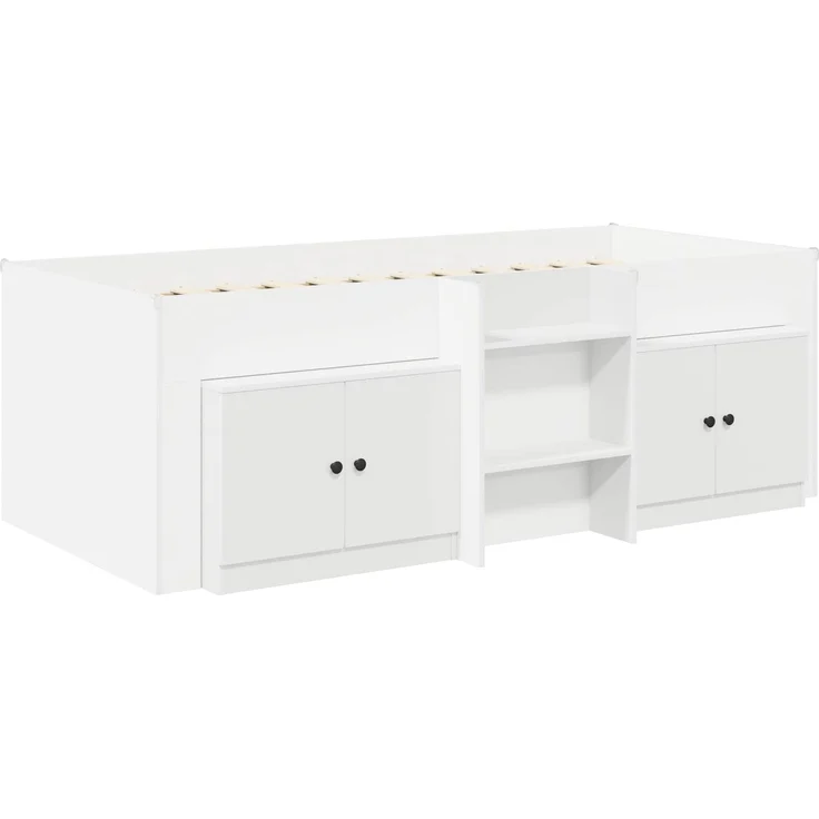 vidaXL Loft Bettgestell mit Schrank mit Tür 3 stk. Weiß Holzwerkstoff 3423382 – Bild 3