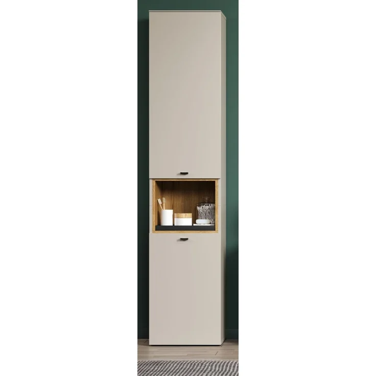 Badezimmer Hochschrank Sao Paulo in Sand und Eiche 40 x 186 cm – Bild 2