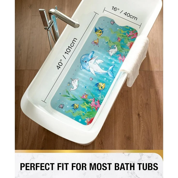 Badewannenmatte rutschfest Kinder 101x40cm maschinenwaschbar Delfin – Bild 6