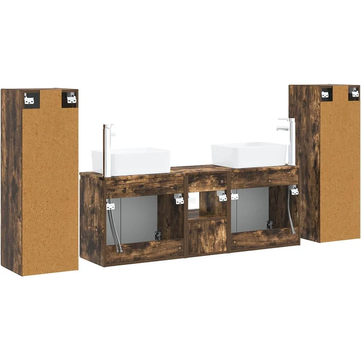 vidaXL Badezimmerschrank-Set 5 stk. Geräucherte Eiche 136 x 35 x 80 cm 3405998 – Bild 7