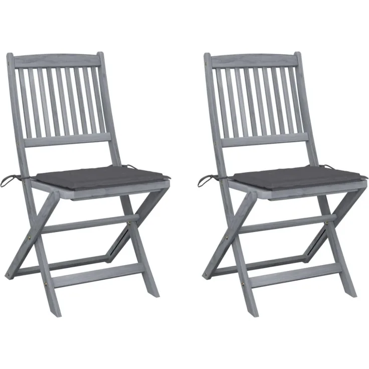 vidaXL Klappbare Gartenstühle 2 Stk. mit Kissen Massivholz Akazie 3064536