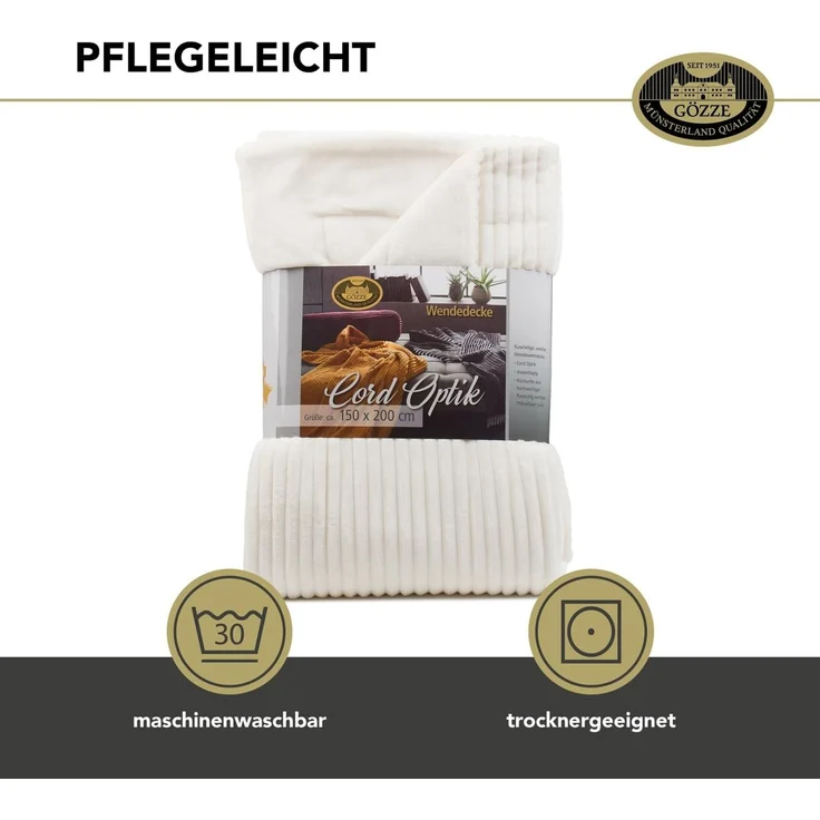 Wohndecke Cordoptik, Gözze, mit Glanzeffekt, Kuscheldecke – Bild 5