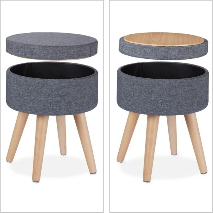Relaxdays Runder Sitzhocker mit Tischfunktion – Bild 6