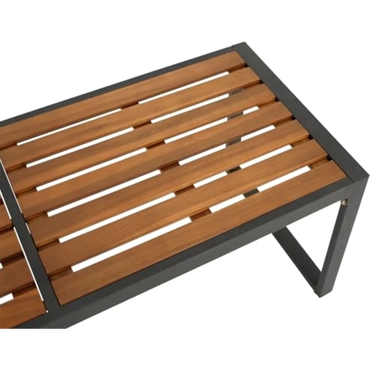 DEGAMO RAGUSA Hockerbank, Metall + Akazie, anthrazit/braun, 2-sitzer 123cm – Bild 5