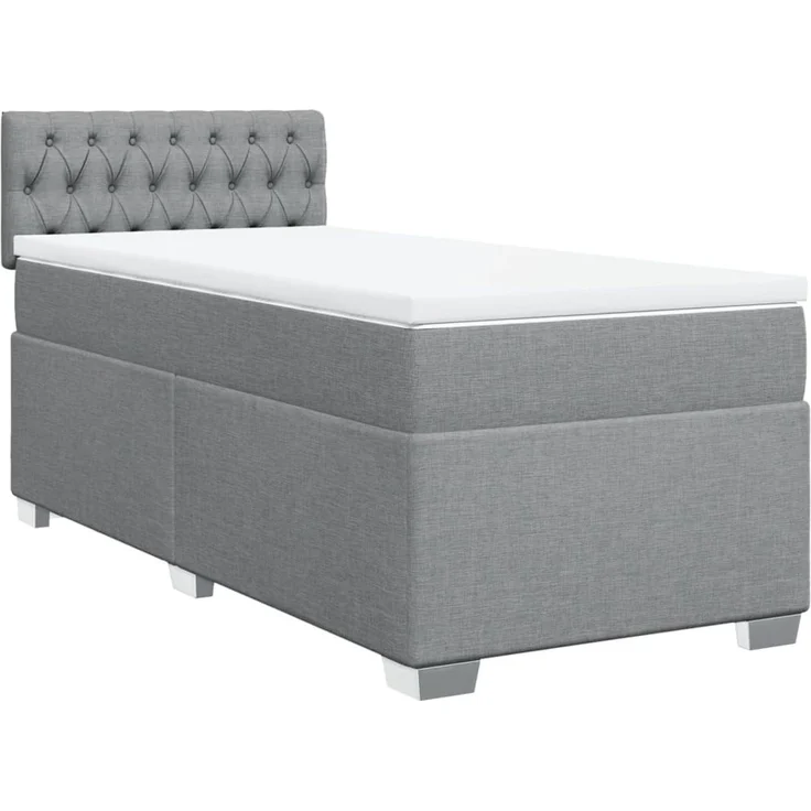 vidaXL Boxspringbett mit Matratze Hellgrau 100x200 cm Stoff 3285806 – Bild 2