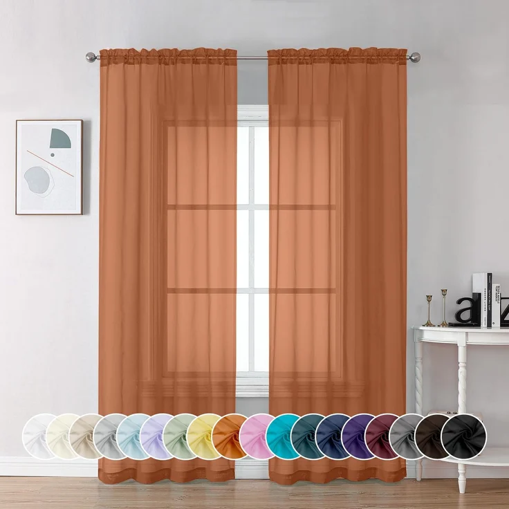 Chyhomenyc Transparente Vorhänge, 213 cm lang, 2 Stoffbahnen, lichtfilternd, weich, luftig, Voile, Stangentaschen, durchscheinende Fenstervorhänge für Schlafzimmer, Wohnzimmer, jeweils 106x213 cm (B