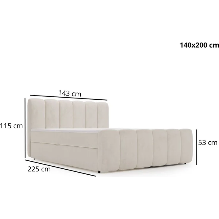 GRAINGOLD Cloud Boxspringbett 140x200, Bett mit Bettkasten, Velour-Stoff, mit Kopfteil, Dunkelgrau – Bild 7