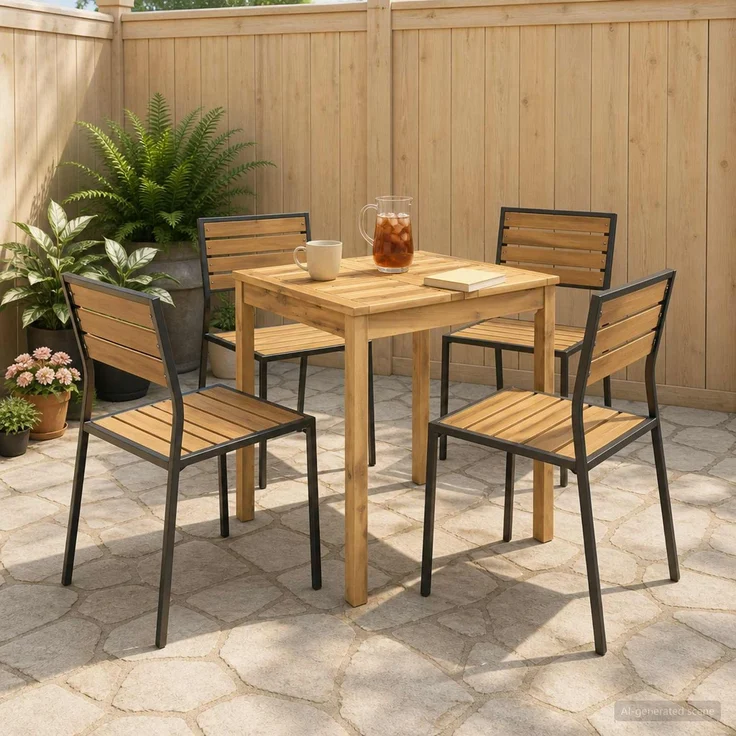 vidaXL Gartentisch LAREN Weiß gewaschen 60 x 60,5 x 75 cm 901709 – Bild 1