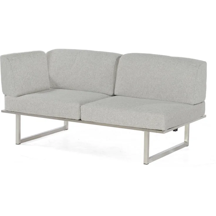 Sonnenpartner Lounge-Eckmodul 2-Sitzer links Lotus Edelstahl mit Teakholz Loungesofa