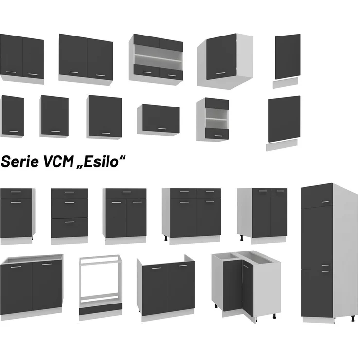 VCM Küchenmöbel Unterschrank Esilo 918677 Weiß / Anthrazit H. 82 x B. 80 x T. 46 cm – Bild 3