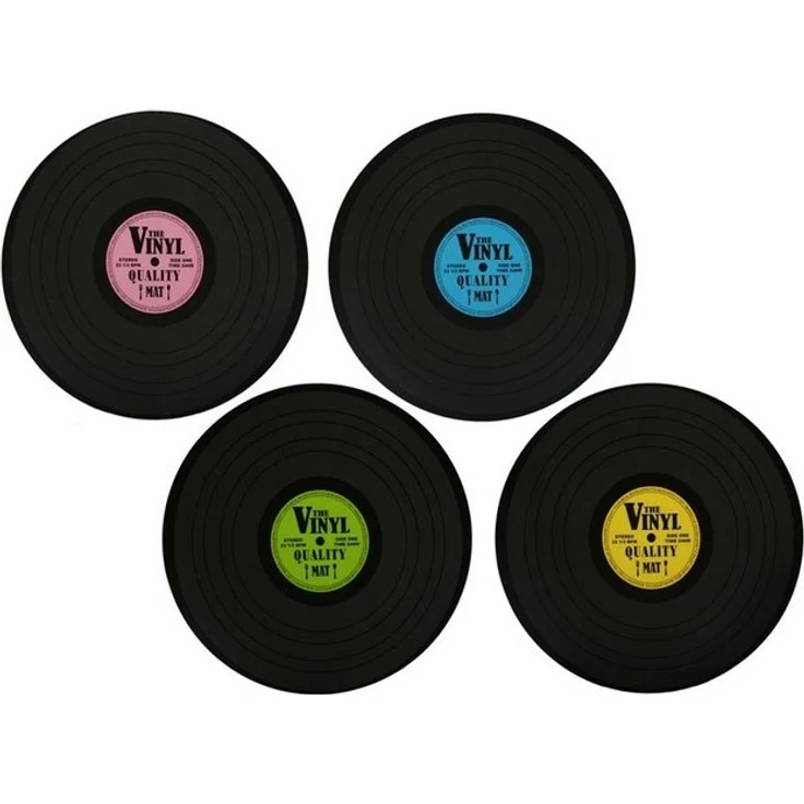 HAC24 Platzset Tischset Vinyl Schallplatte Platzmatte Rund Tisch Untersetzer, (Set, 4-St), Ø 39 cm – Bild 2