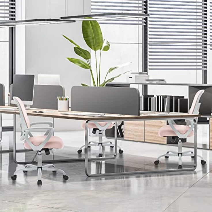 Sweetcrispy Bürostuhl Ergonomisch, Schreibtischstuhl mit Lendenwirbelstütze, Höhenverstellbarkeit Stuhl, Bürostühle mit Armlehne, Office Chair Geeignet für Büro Schlafzimmer, Rosa – Bild 10