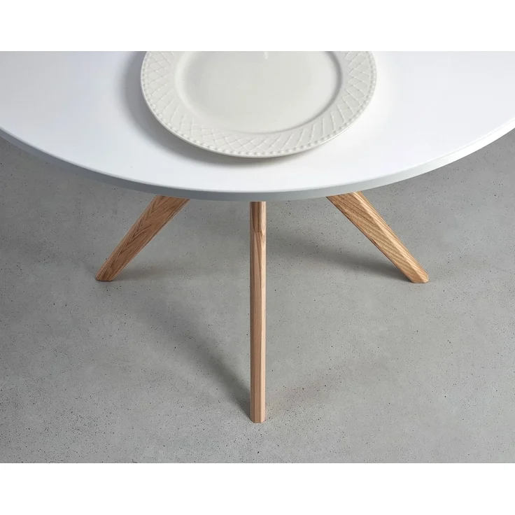 Ragaba runder Esstisch, MDF & Massives Eschenholz, Weiß, Ø 70 cm – Bild 5
