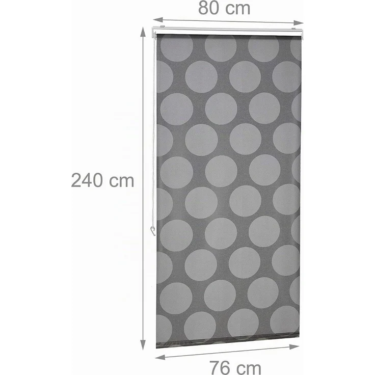 relaxdays Duschrollo grau Punkte Breite 80 cm (1-teiliges Set, 1-tlg, 1-teilig), 80x240 cm – Bild 4