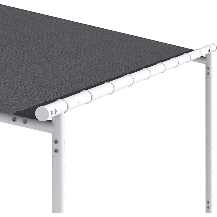 Nantes Pavillon Gazebo Sonnendach 3x3 m Polyester Stahlrahmen UV50+ Bodenrollen Dunkelgrau – Bild 5