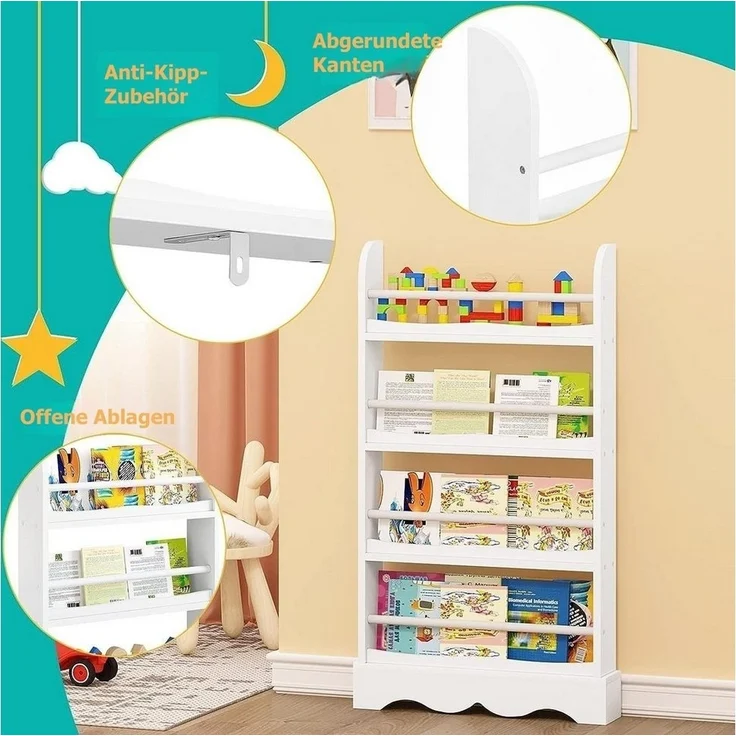 EUGAD Bücherregal, 1-tlg, Kinderregal mit 4 Ebenen aus Holzwerkstoff – Bild 3